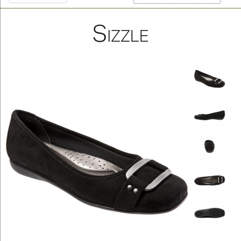 Trotters Sizzle Black Suede Ballerina Flat